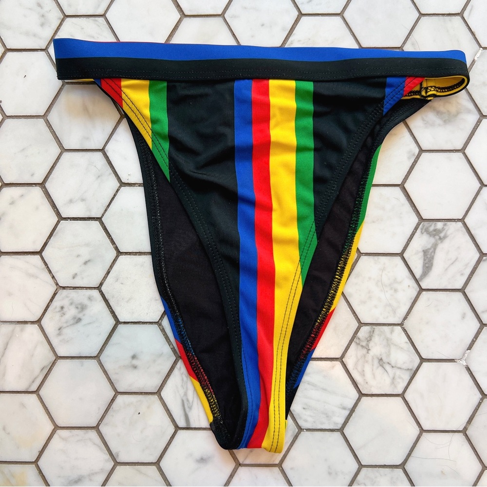 RIS-K Island Stripes Allure Bikini Top S + Horizon Bikini Bottom XS Swimwear - Picture 8 of 10